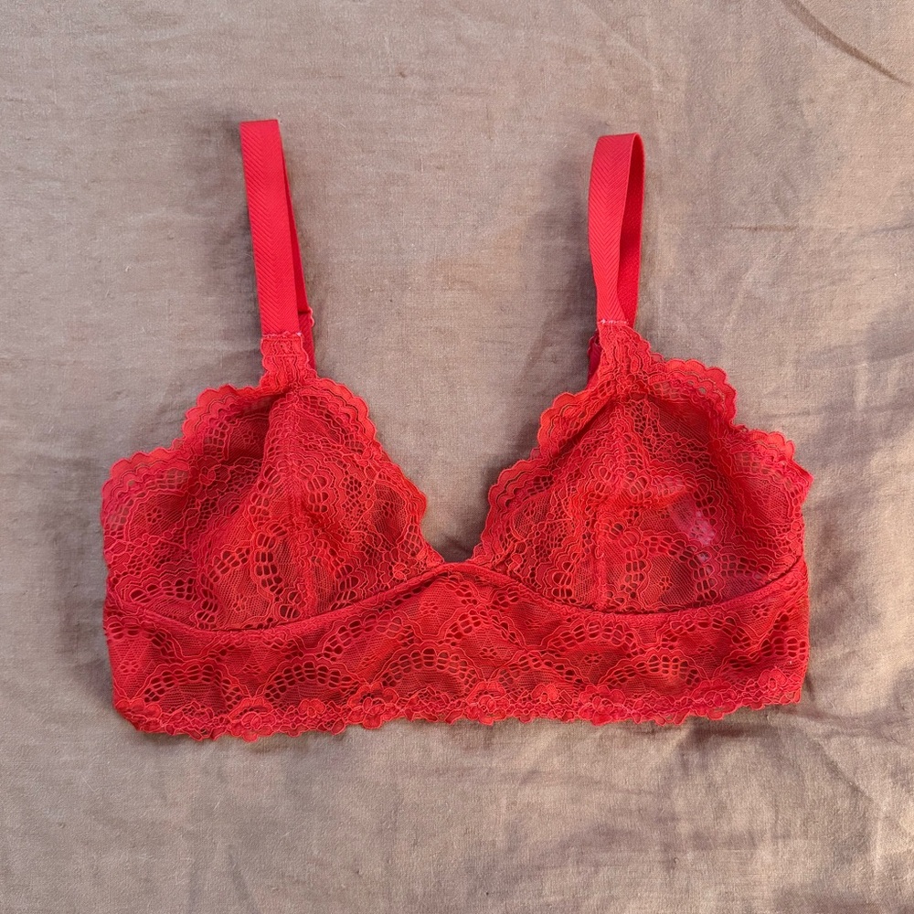 Red lace free people bralette